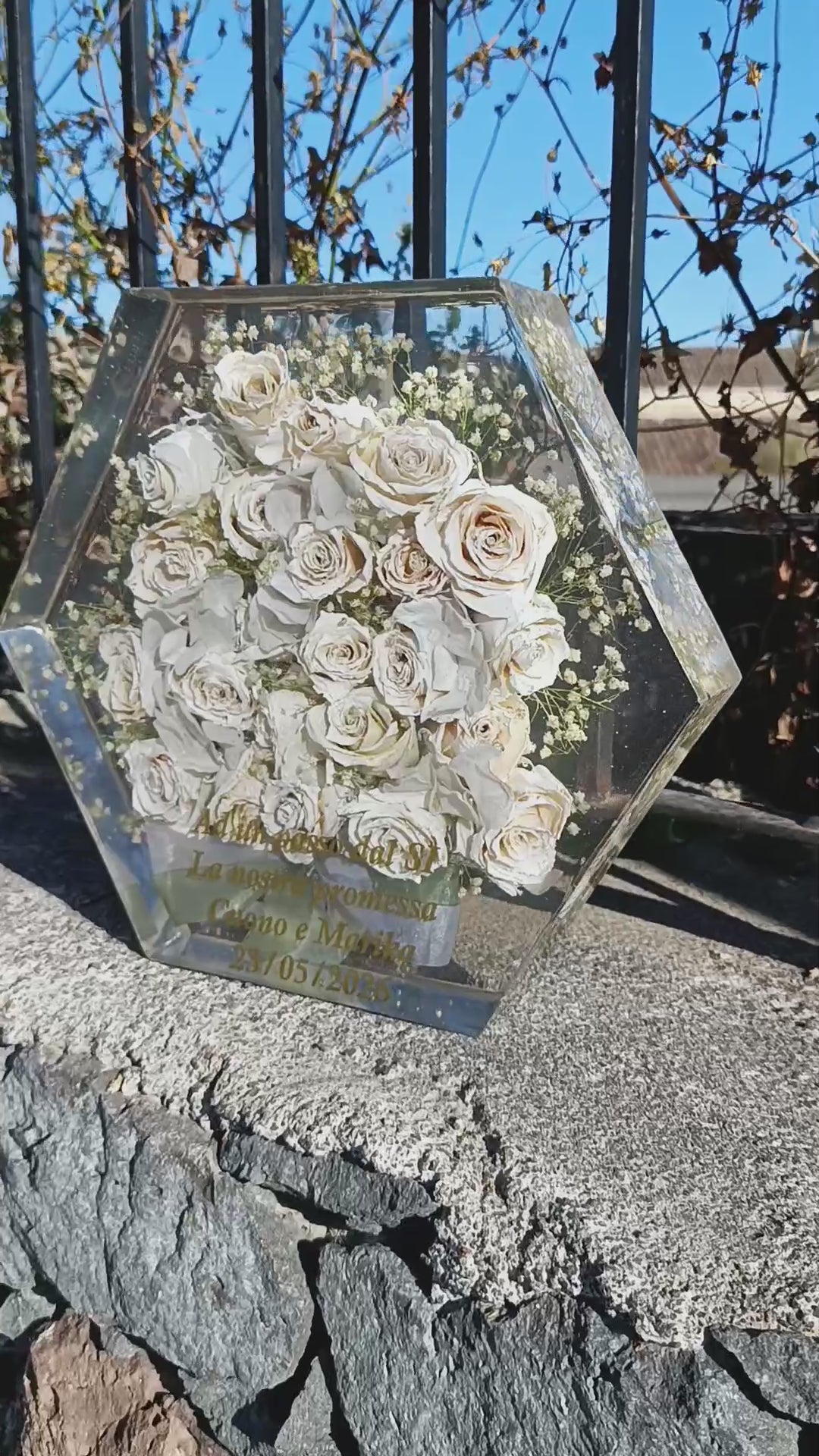 Bouquet inglobato in resina grande